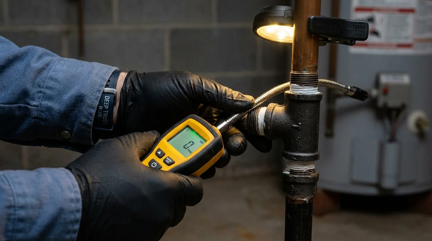 Gas leak detection with electronic sniffer by Johns Plumbing LLC in Tomahawk